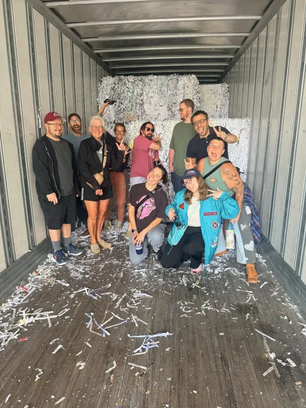 Getting goofy at Green Girl Recycling